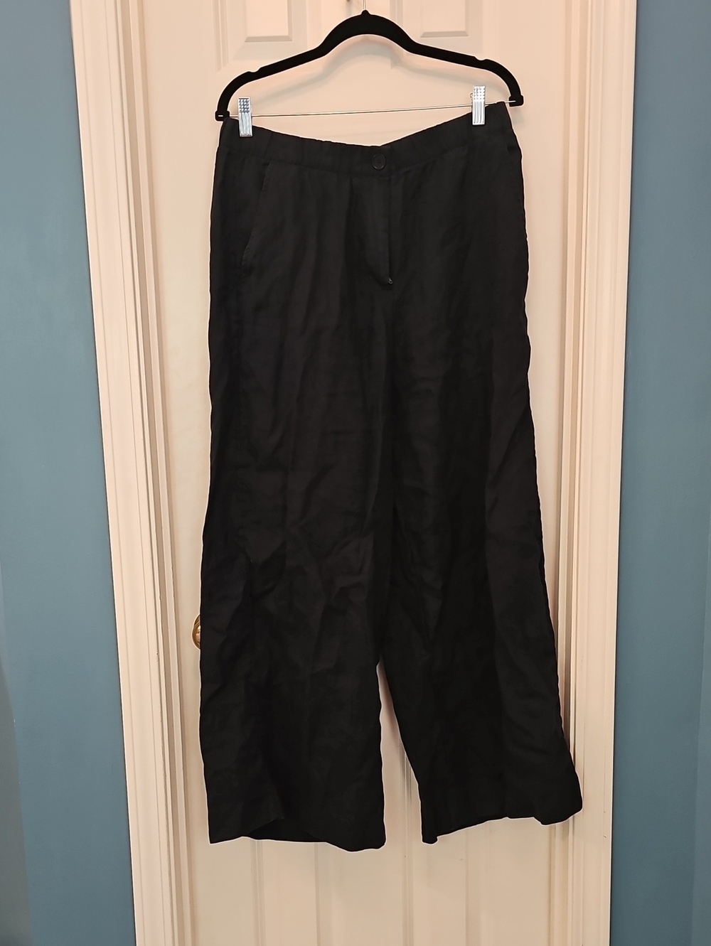 Navy Banana Republic Linen Wide-Leg Trousers